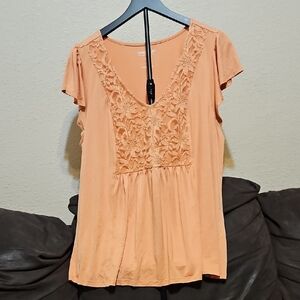 Torrid Peach Lace Accent Blouse